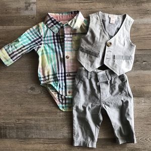3 Piece Boys Pants and Vest Set